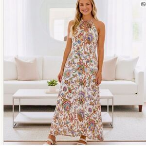 Tommy Hilfiger Dress Paisley Floral Cotton Maxi Dress Size M